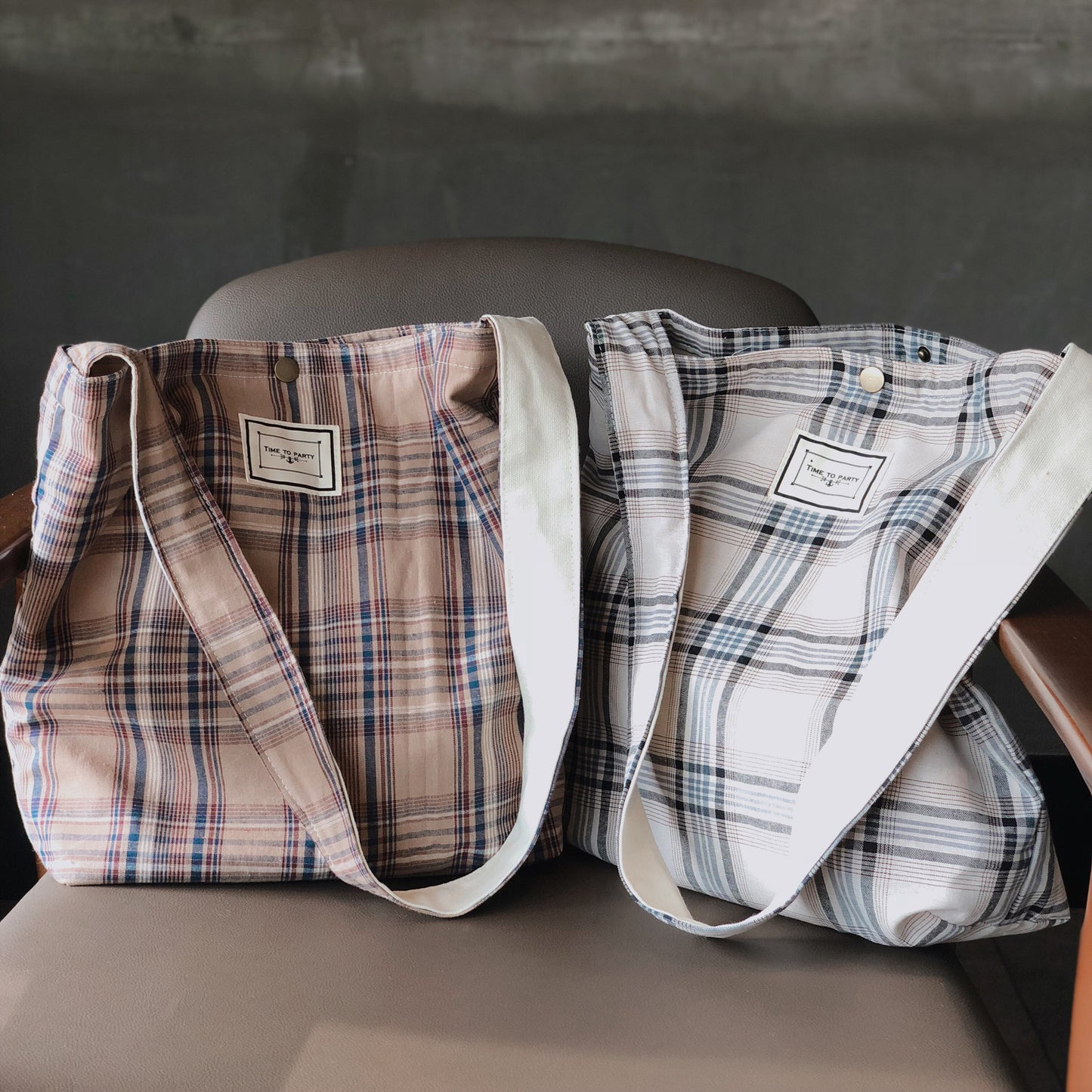 Artistic Plaid Cloth Bag Canvas Double-layer Shoulder Crossbody Dual-use