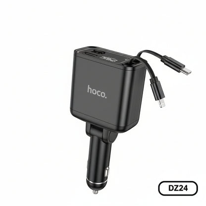 Black car charger with 'hoco.' branding on a white background