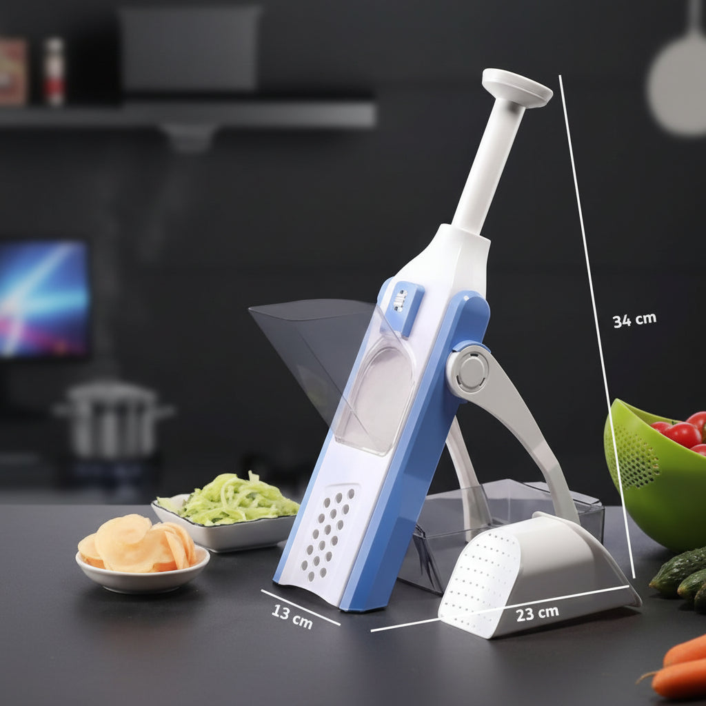 Portable kitchen vacuum cleaner with measuring dimensions on a dark background