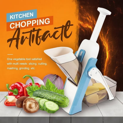 Kitchen chopping tool with vegetables on a wooden surface and fiery background