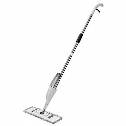 White spray mop with extendable handle on a white background