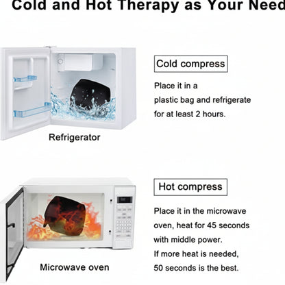 Instructions for using a cold and hot compress with a refrigerator and microwave oven.