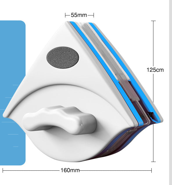 Window cleaning tool with measurements on a white background