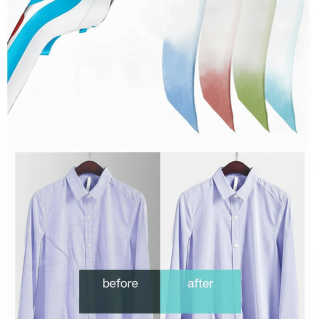 Before and after comparison of a striped shirt with color correction effects applied.