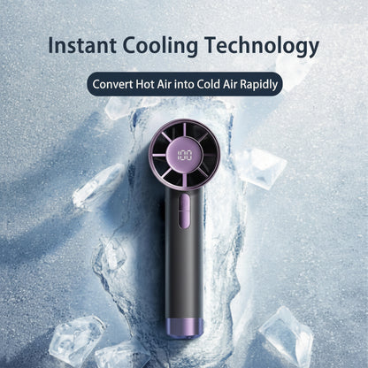 Handheld cooling device with ice cubes and text 'Instant Cooling Technology' on a gray background