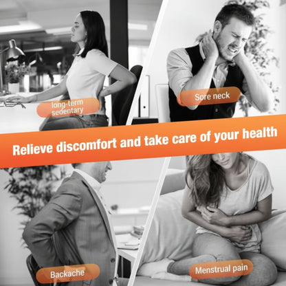 Collage of people experiencing discomfort with text on health issues and solutions.