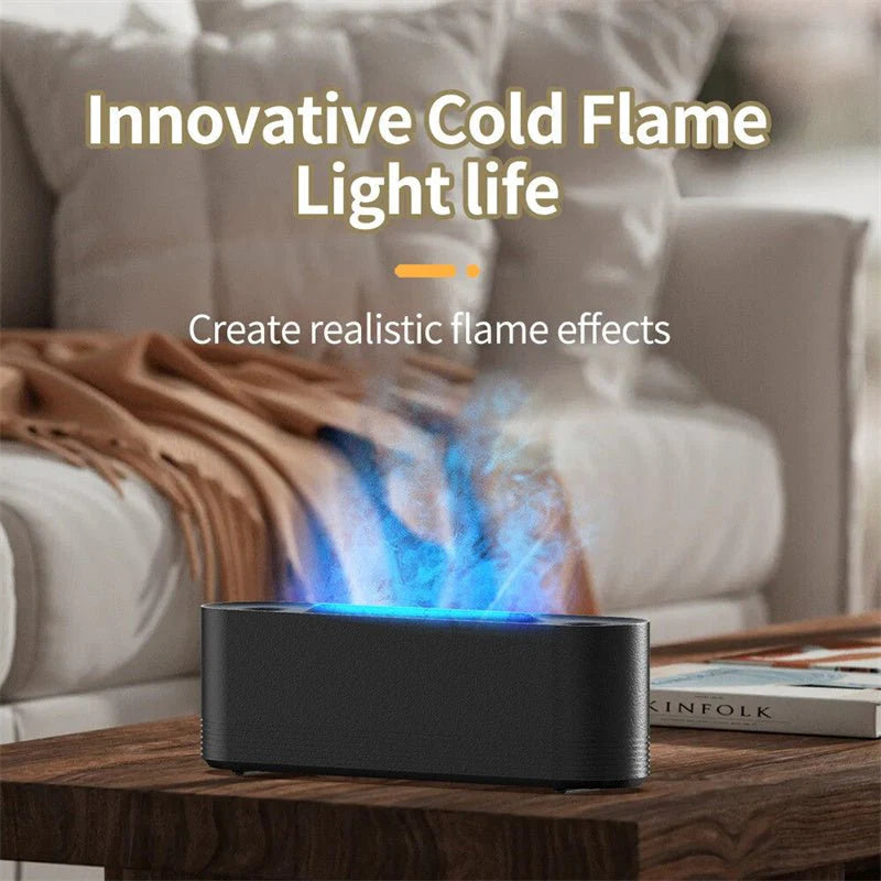 Innovative cold flame light life product on a table with text overlay